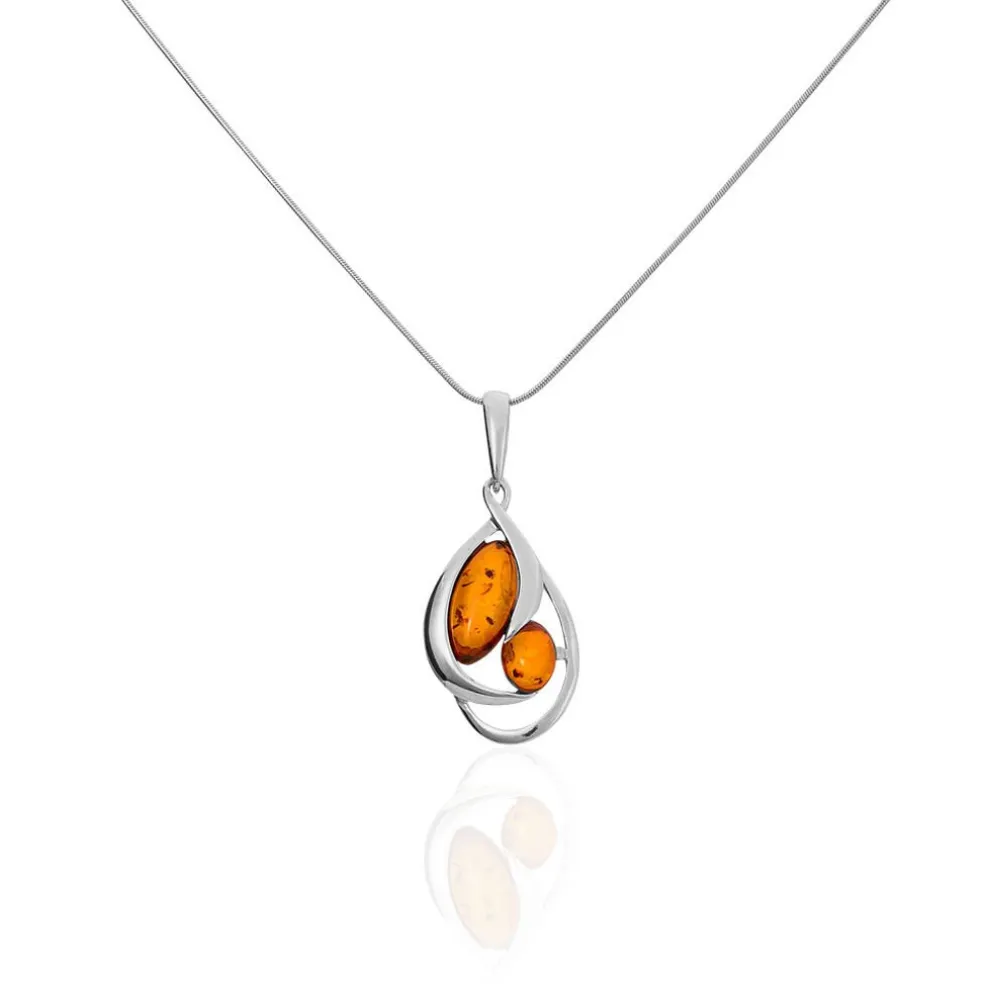Collier Argent Blanc Hailey Ambre