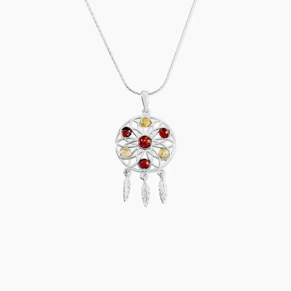 Collier Argent Blanc Lorena Ambre