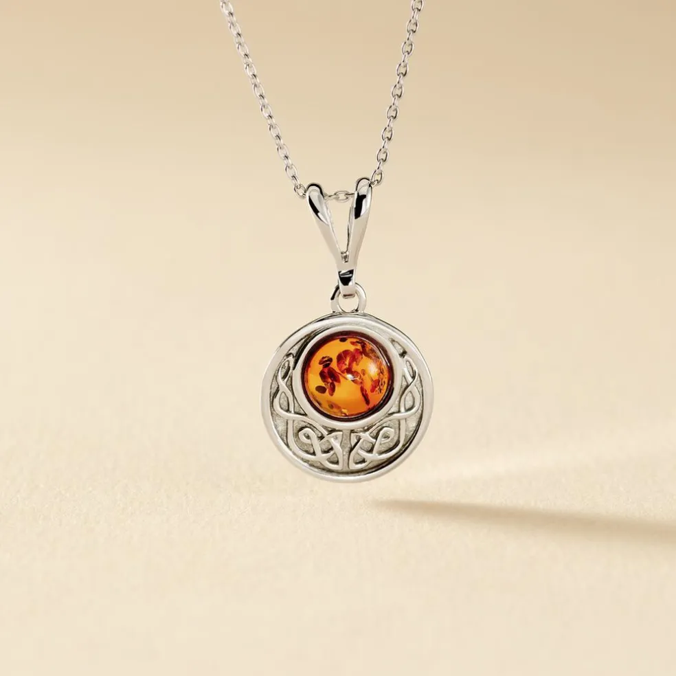 Collier Argent Blanc Mystica Ambre