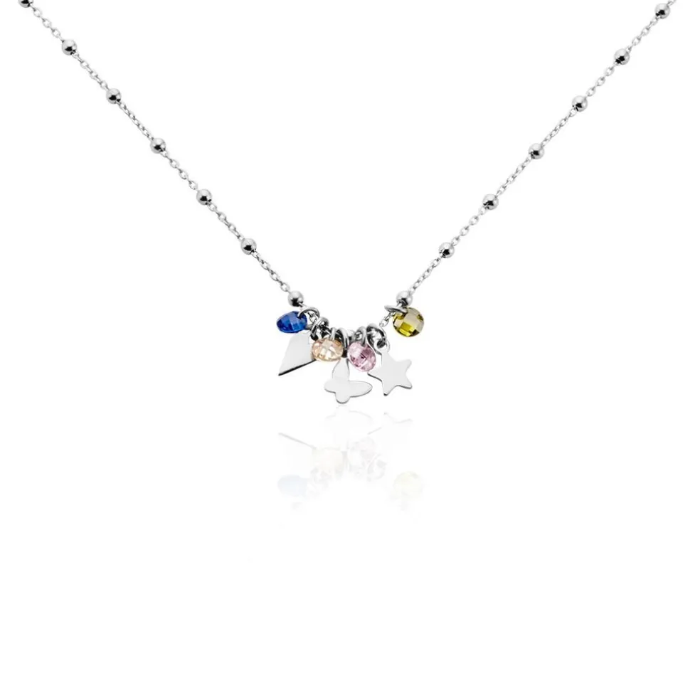 Collier Argent Blanc Paulino Pierres Artificelles