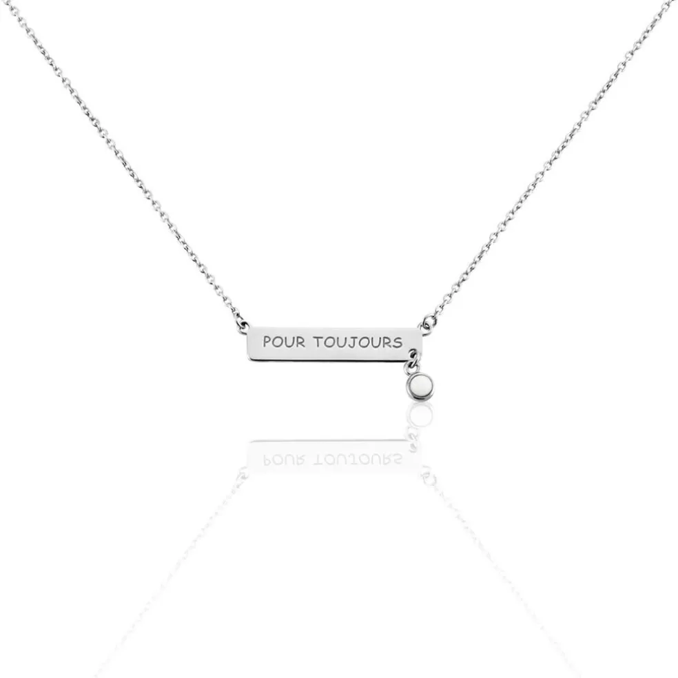 Collier Argent Blanc Sameera Agate