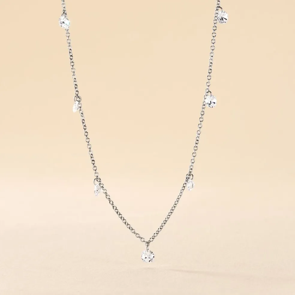 Collier Argent Collie Argent Blanc Oxyde