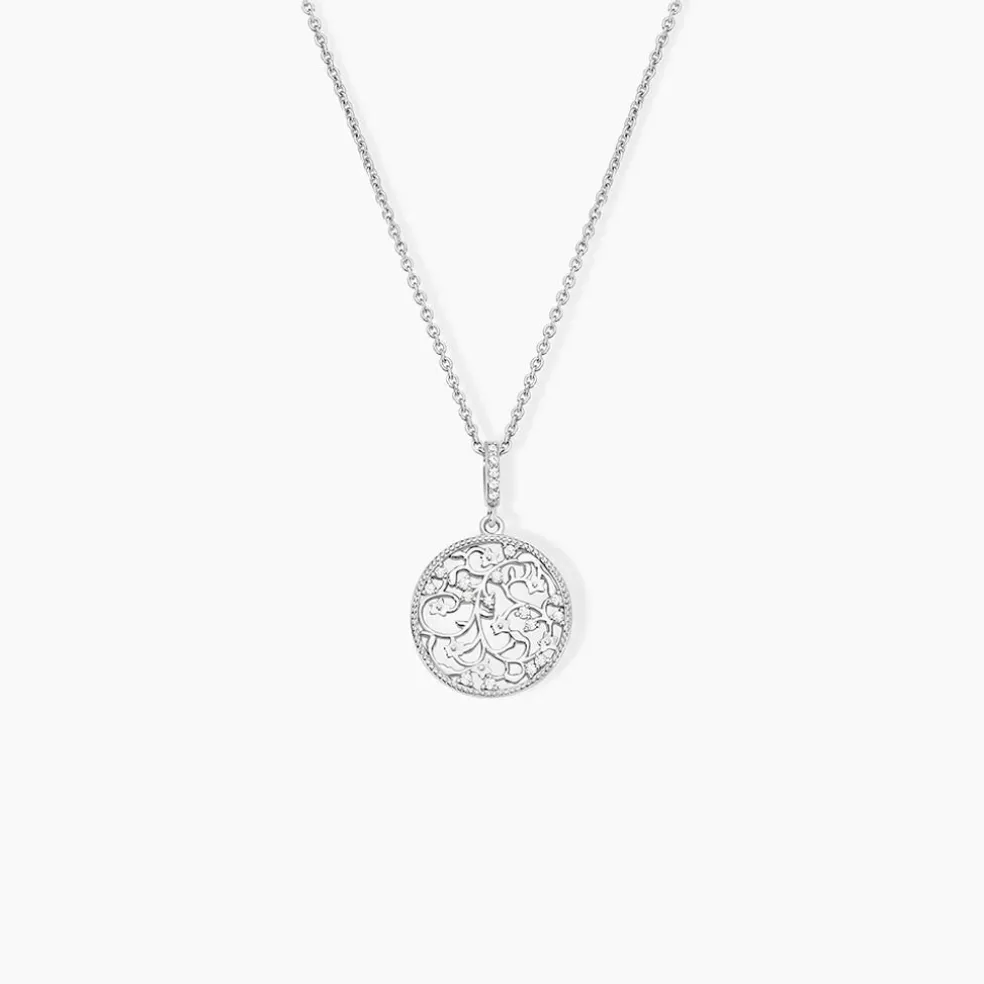 Collier Argent Plantain Oxydes De Zirconium