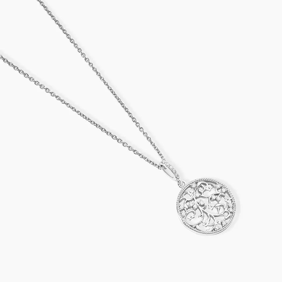 Collier Argent Plantain Oxydes De Zirconium