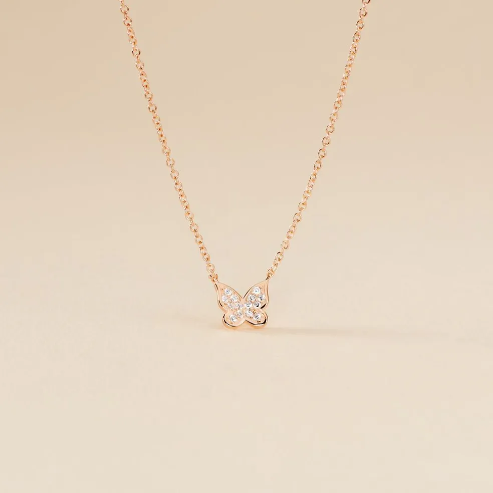 Collier Argent Rose Anne-lise Oxyde De Zirconium
