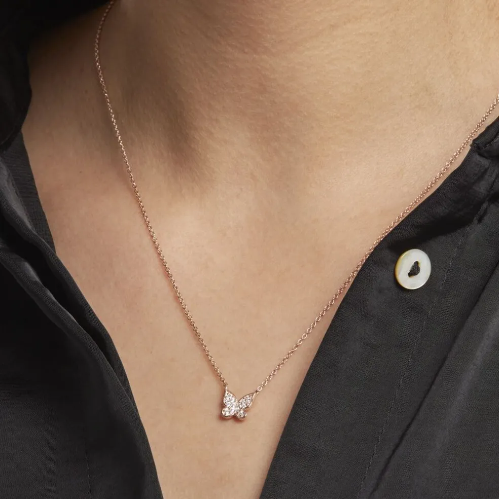 Collier Argent Rose Anne-lise Oxyde De Zirconium