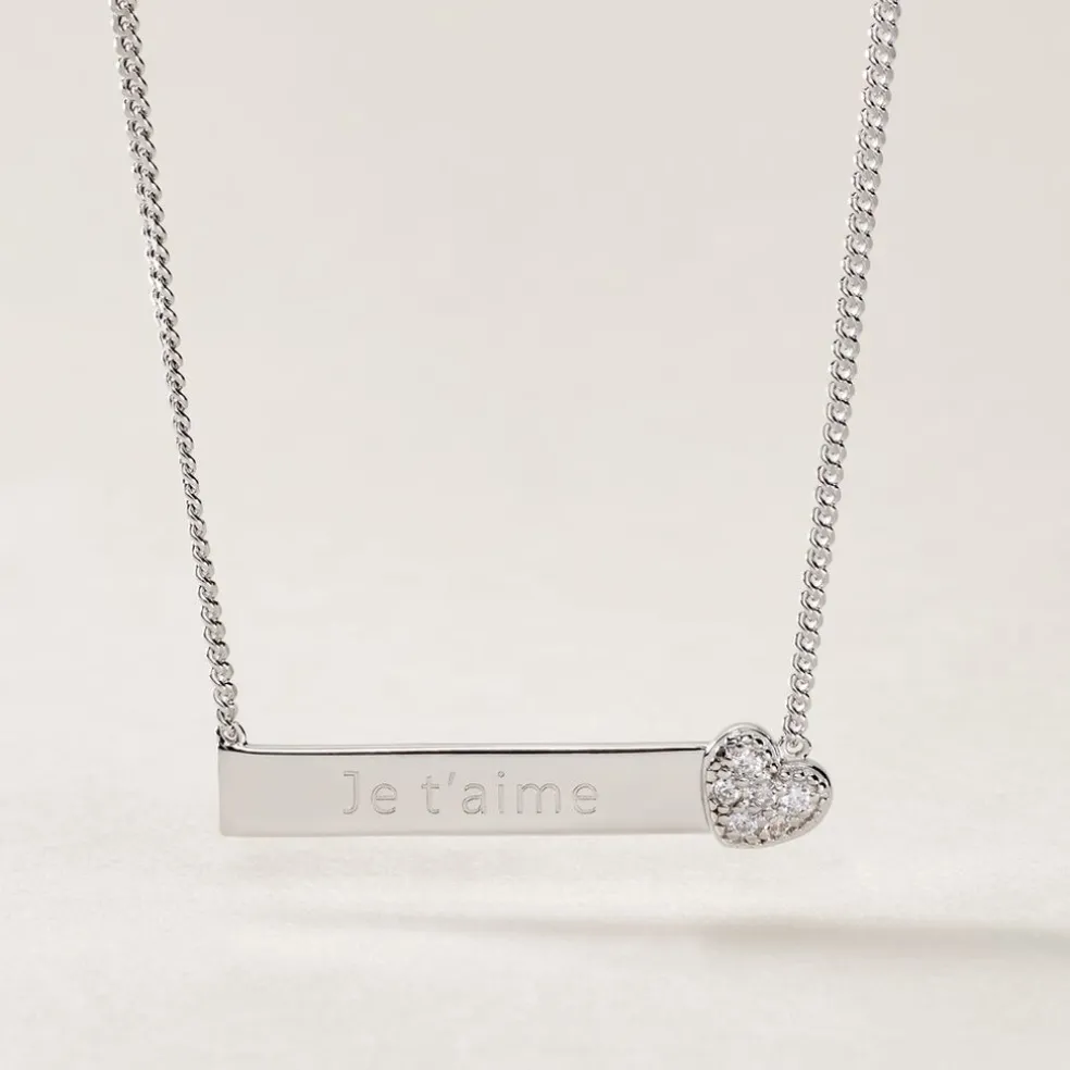 Collier Argent Rosule Oxydes De Zirconium