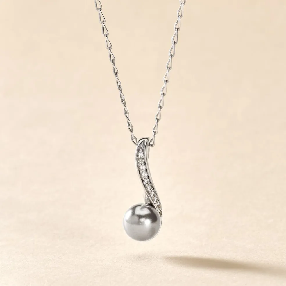 Collier Armance Argent Blanc Perle D'imitation Oxyde