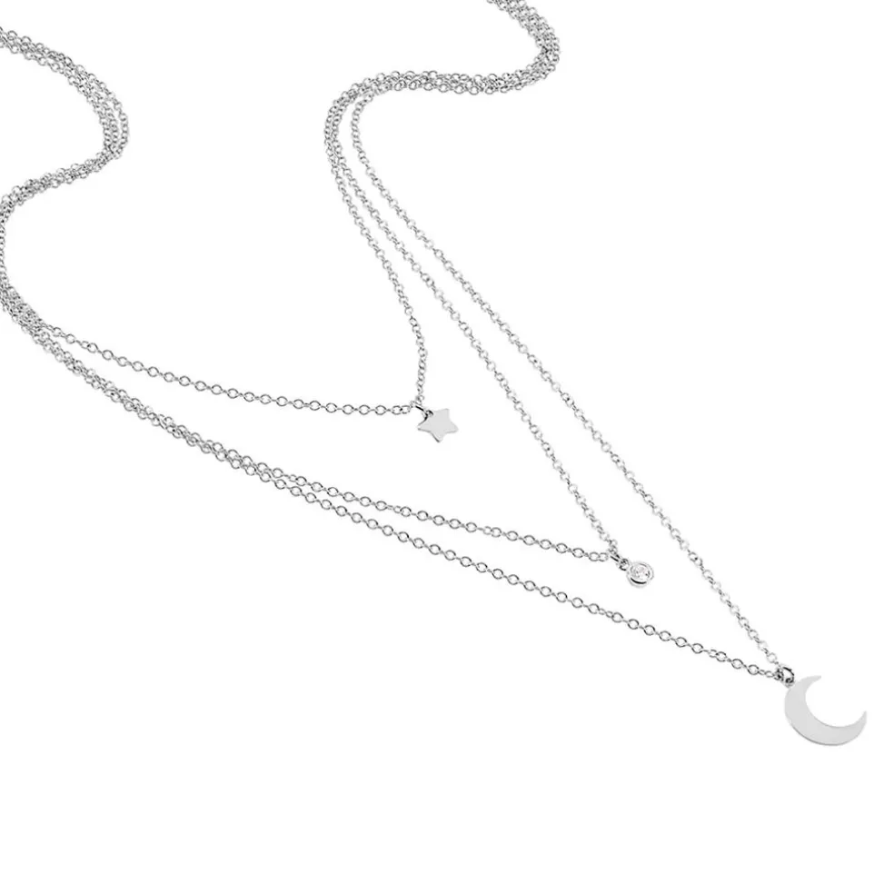 Collier Astre Argent Blanc Oxyde De Zirconium