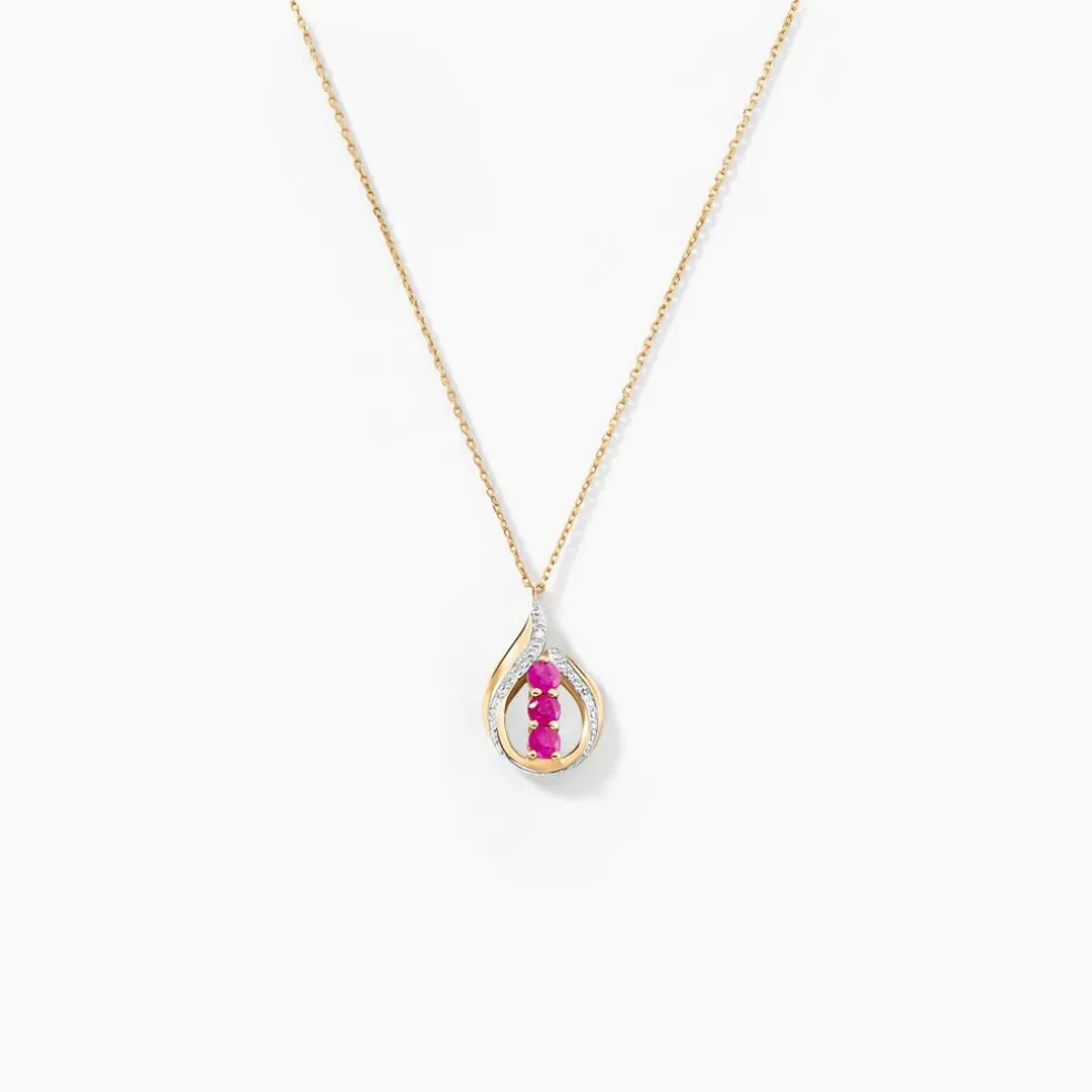 Collier Aurora Or Jaune Rubis Et Diamant