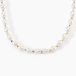 Collier Billes Or Jaune Perle De Culture