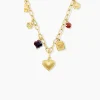 Collier Bohemia Acier Jaune Oeil De Tigre Pierre De Synthese
