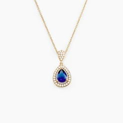 Collier Brigita Plaqué Or Pierre De Synthese Et Oxyde De Zirconium
