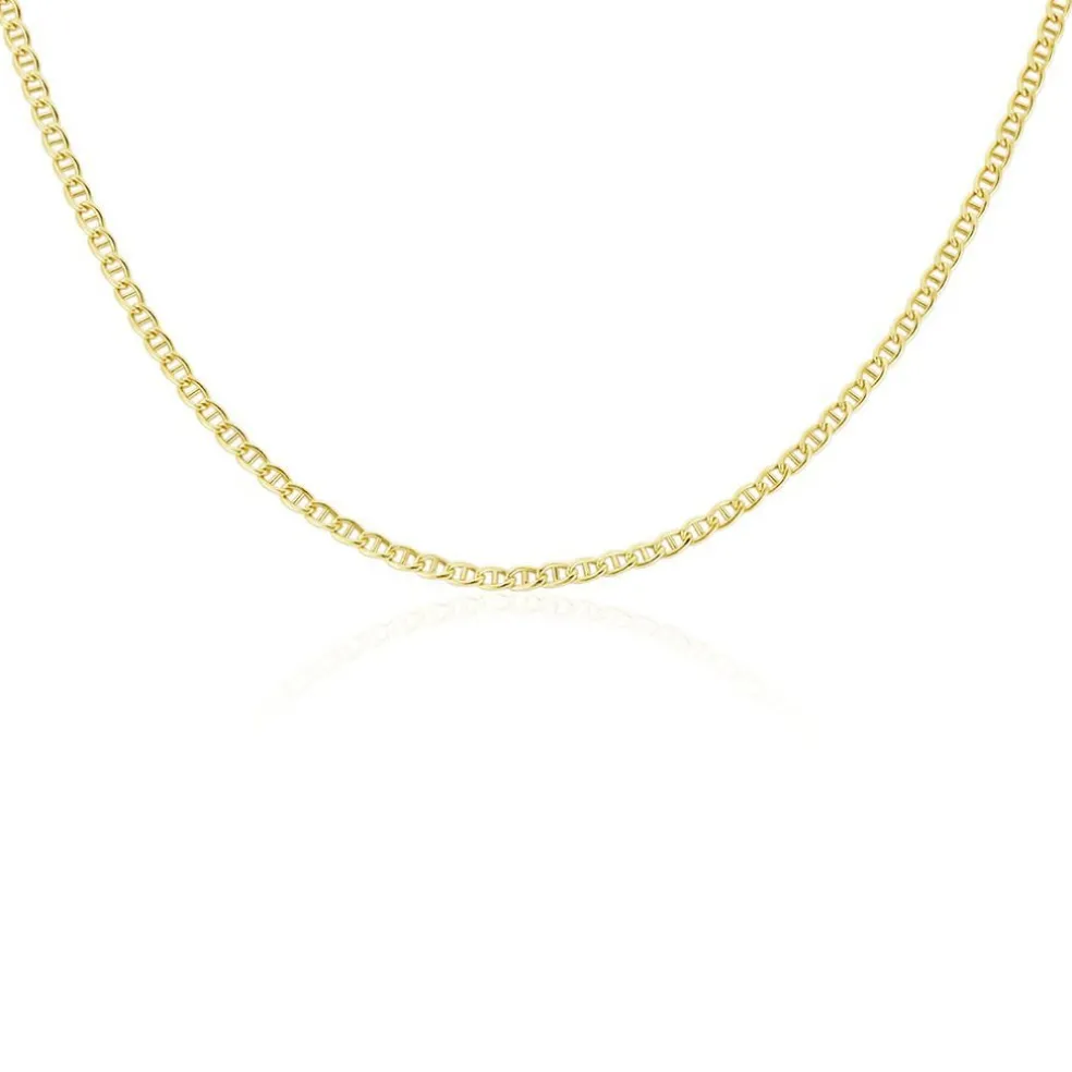 Collier Capucin Or Jaune Maille Marine Plate