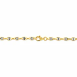 Collier Carlo Or Bicolore Maille Marine Ronde