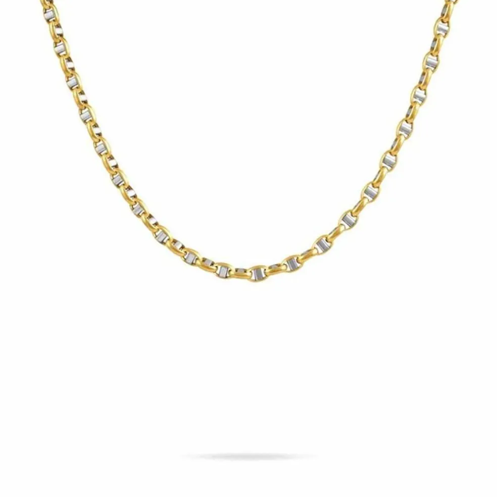 Collier Carlo Or Bicolore Maille Marine Ronde