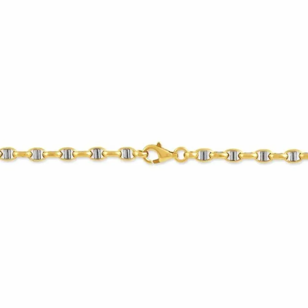 Collier Carlo Or Bicolore Maille Marine Ronde