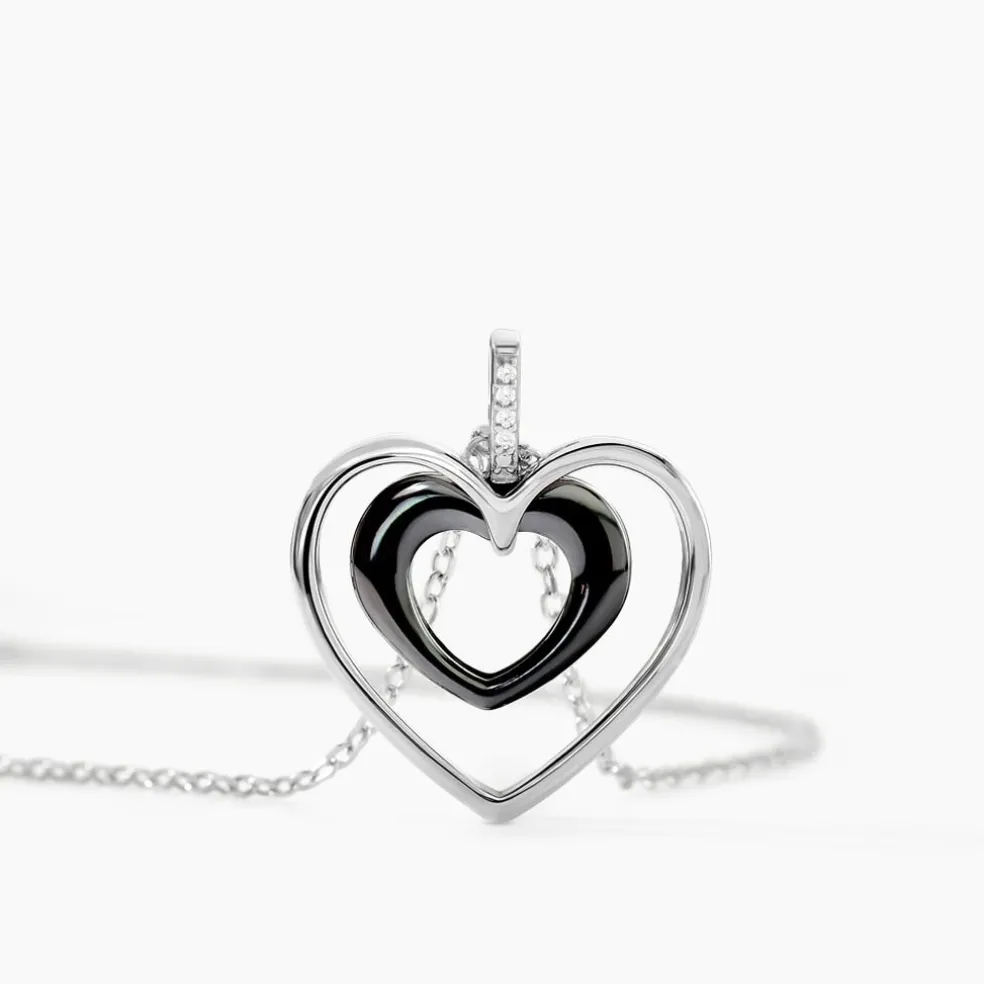 Collier Ceramik Design Argent Blanc Céramique Et Oxyde De Zirconium