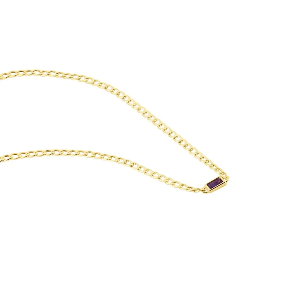 Collier Chain Or Jaune Améthyste