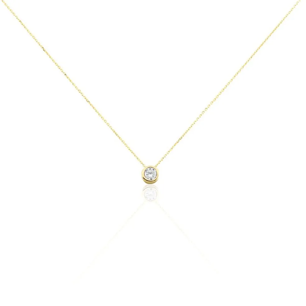 Collier Columbine Or Jaune Oxyde De Zirconium Blanc