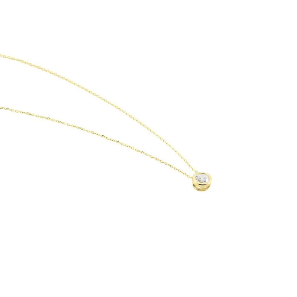 Collier Columbine Or Jaune Oxyde De Zirconium Blanc