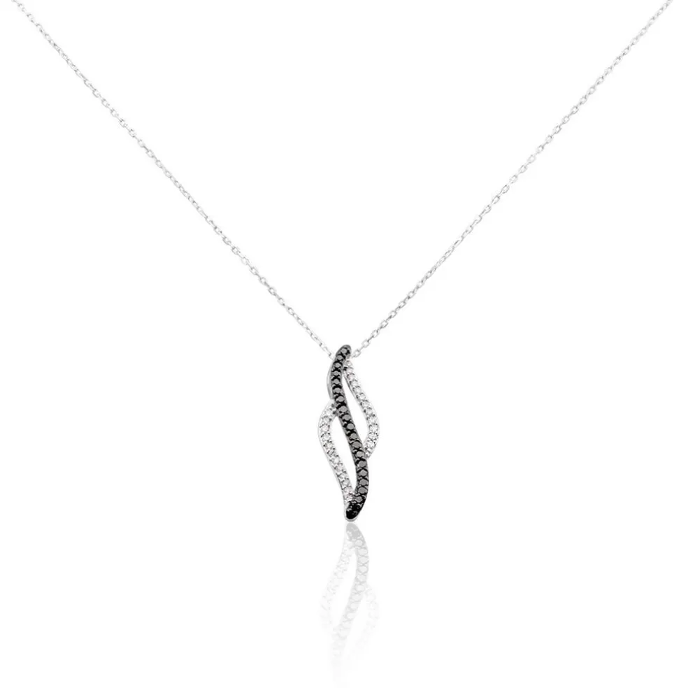 Collier Courbes Or Blanc Diamant