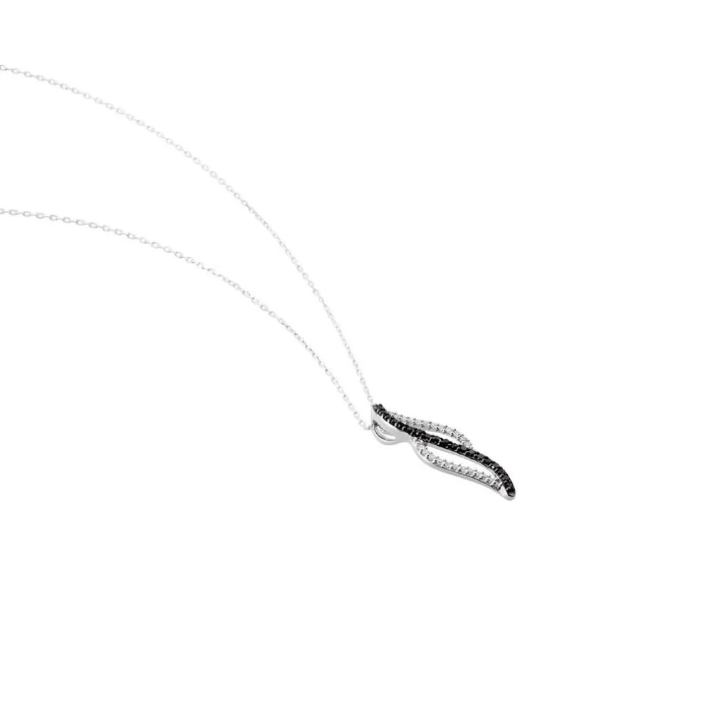 Collier Courbes Or Blanc Diamant