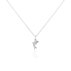 Collier Court Argent Blanc Giullia Motif Oxyde De Zirconium