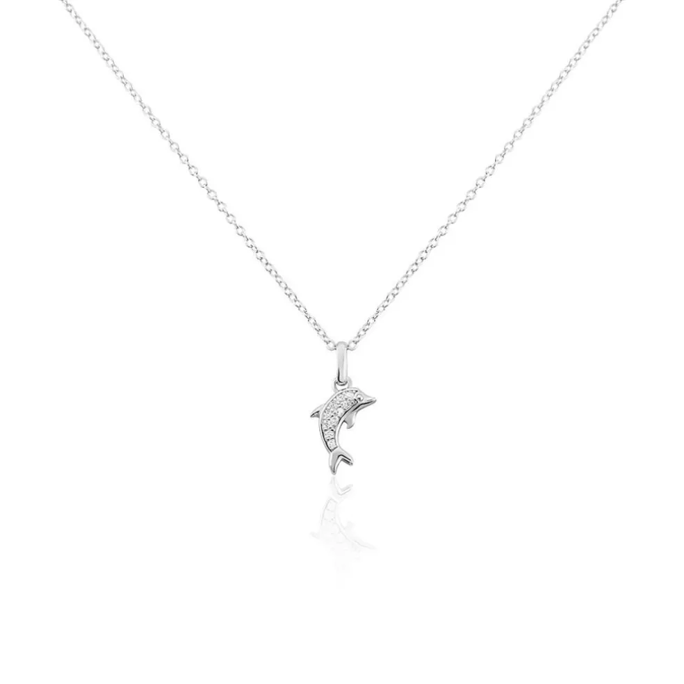 Collier Court Argent Blanc Giullia Motif Oxyde De Zirconium