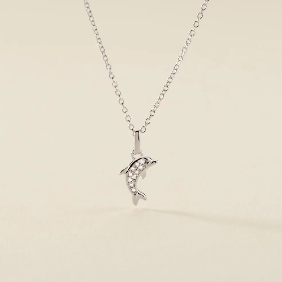 Collier Court Argent Blanc Giullia Motif Oxyde De Zirconium