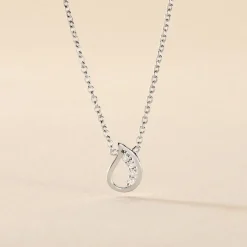 Collier Court Argent Blanc Sylvan Oxyde De Zirconium