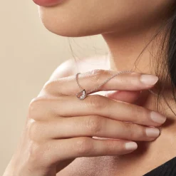 Collier Court Argent Blanc Sylvan Oxyde De Zirconium
