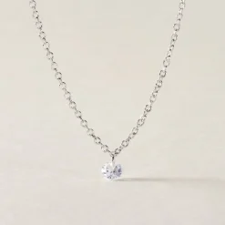 Collier Court Argent Blanc Constantin Oxyde De Zirconium