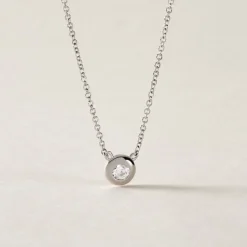Collier Court Argent Blanc Laureano Oxyde De Zirconium