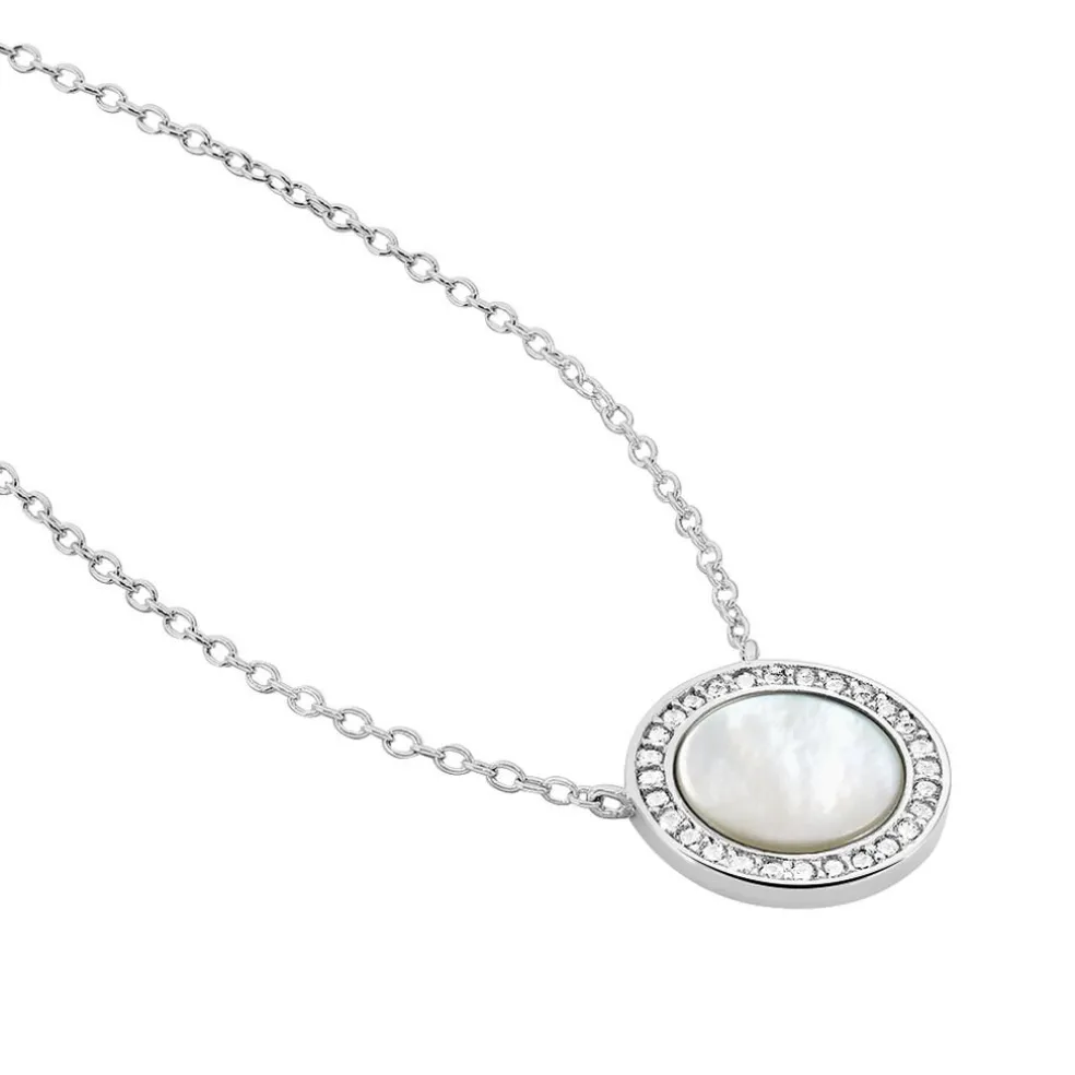 Collier Court Argent Blanc Nawala Oxyde De Zirconium