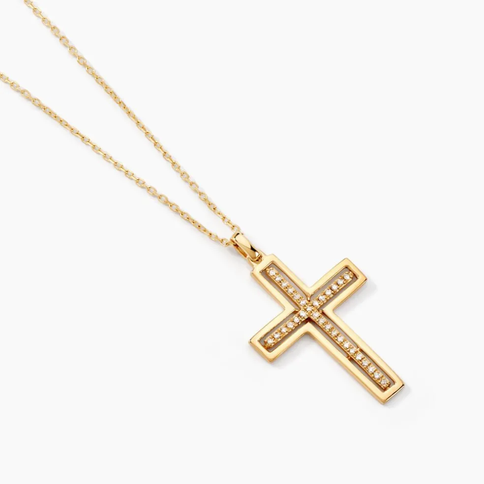Collier Croix Or Jaune Diamant
