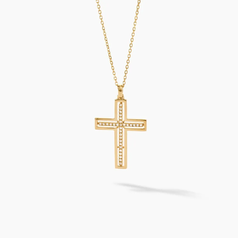 Collier Croix Or Jaune Diamant