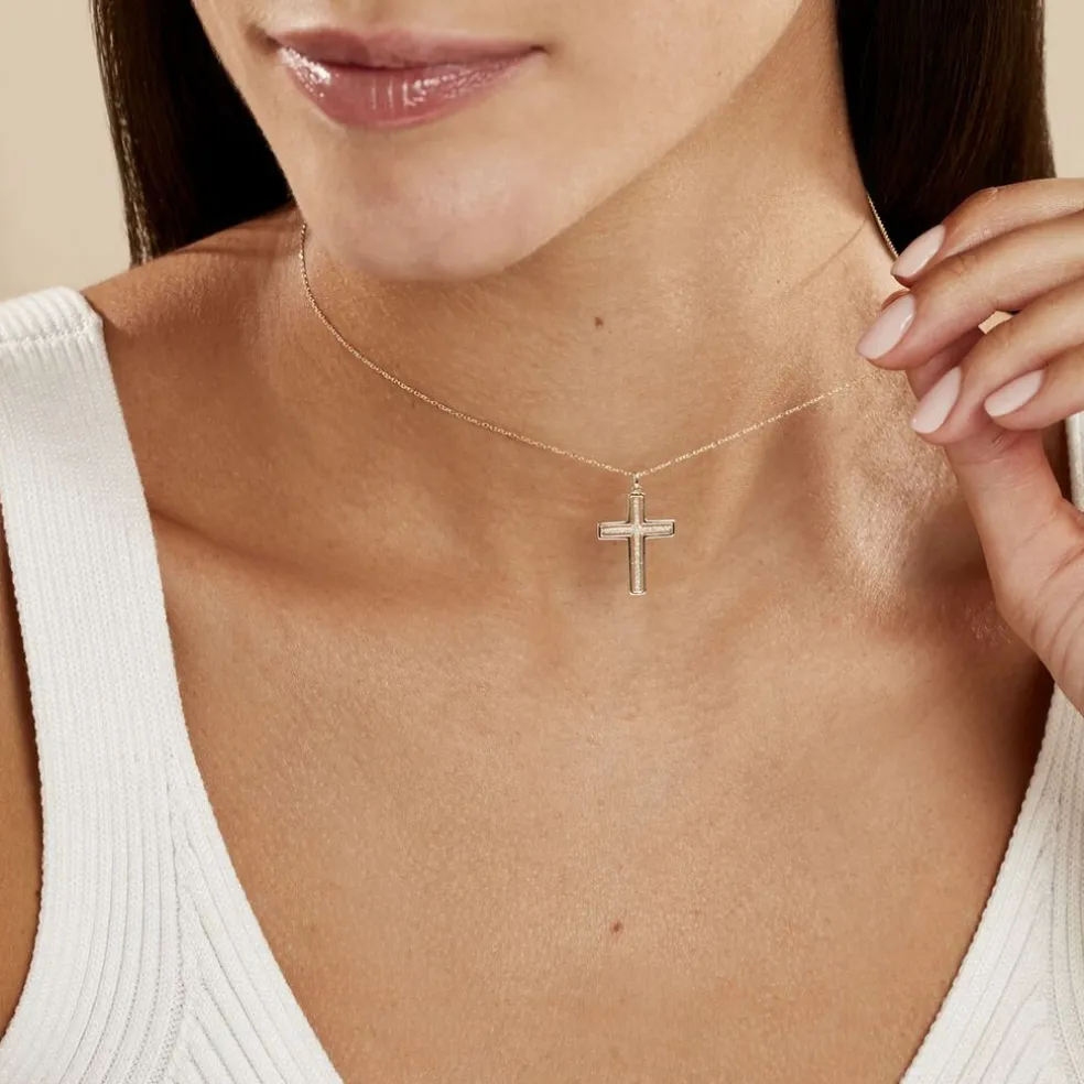 Collier Croix Or Jaune Diamant