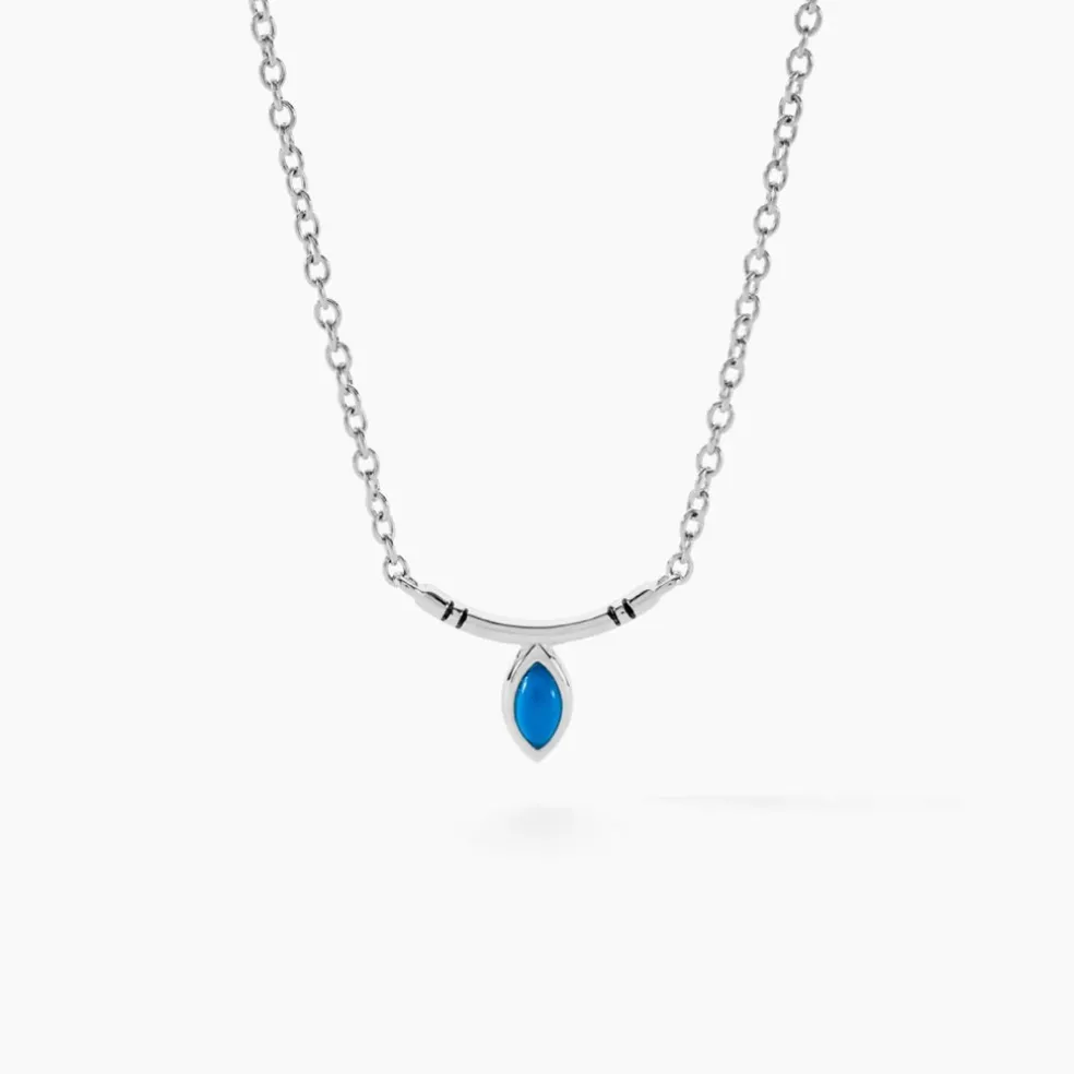 Collier Cyane Argent Blanc Turquoise
