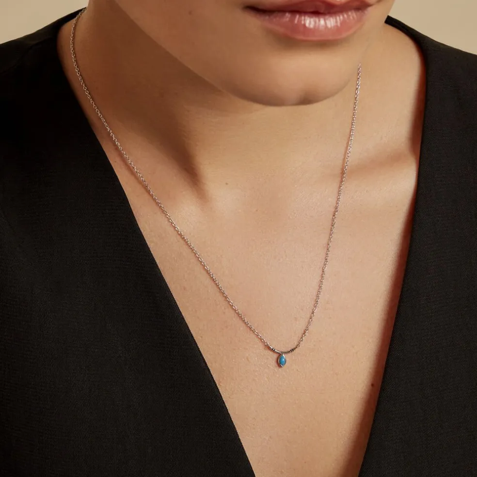Collier Cyane Argent Blanc Turquoise
