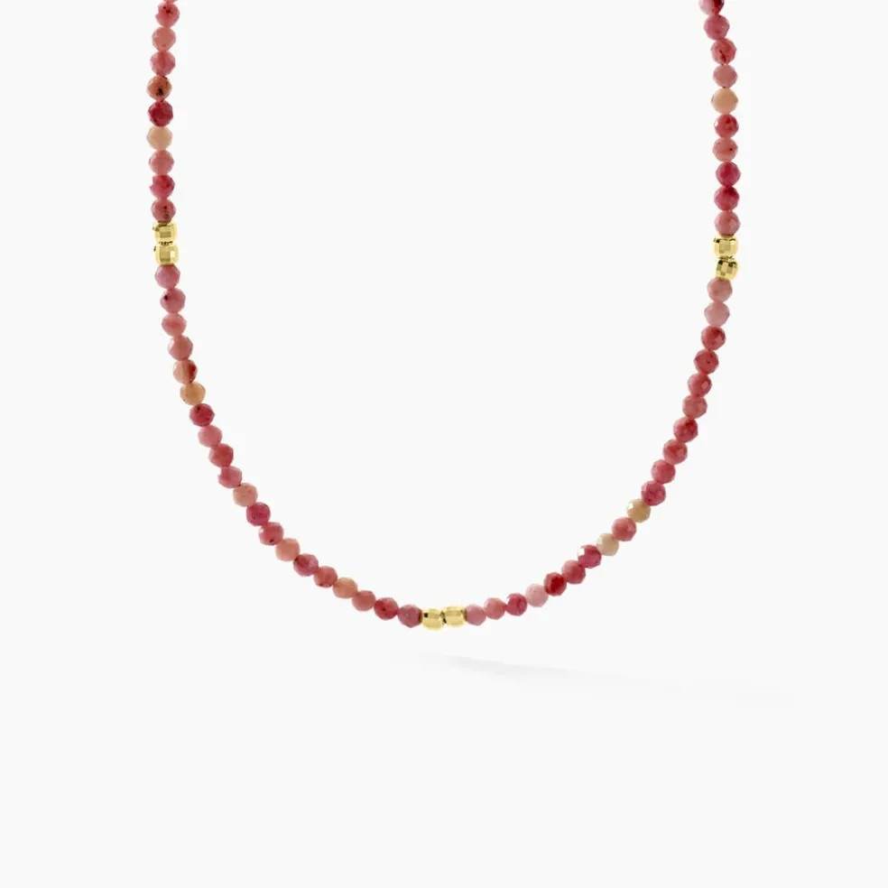 Collier Cyclades Argent Jaune Rhodonite