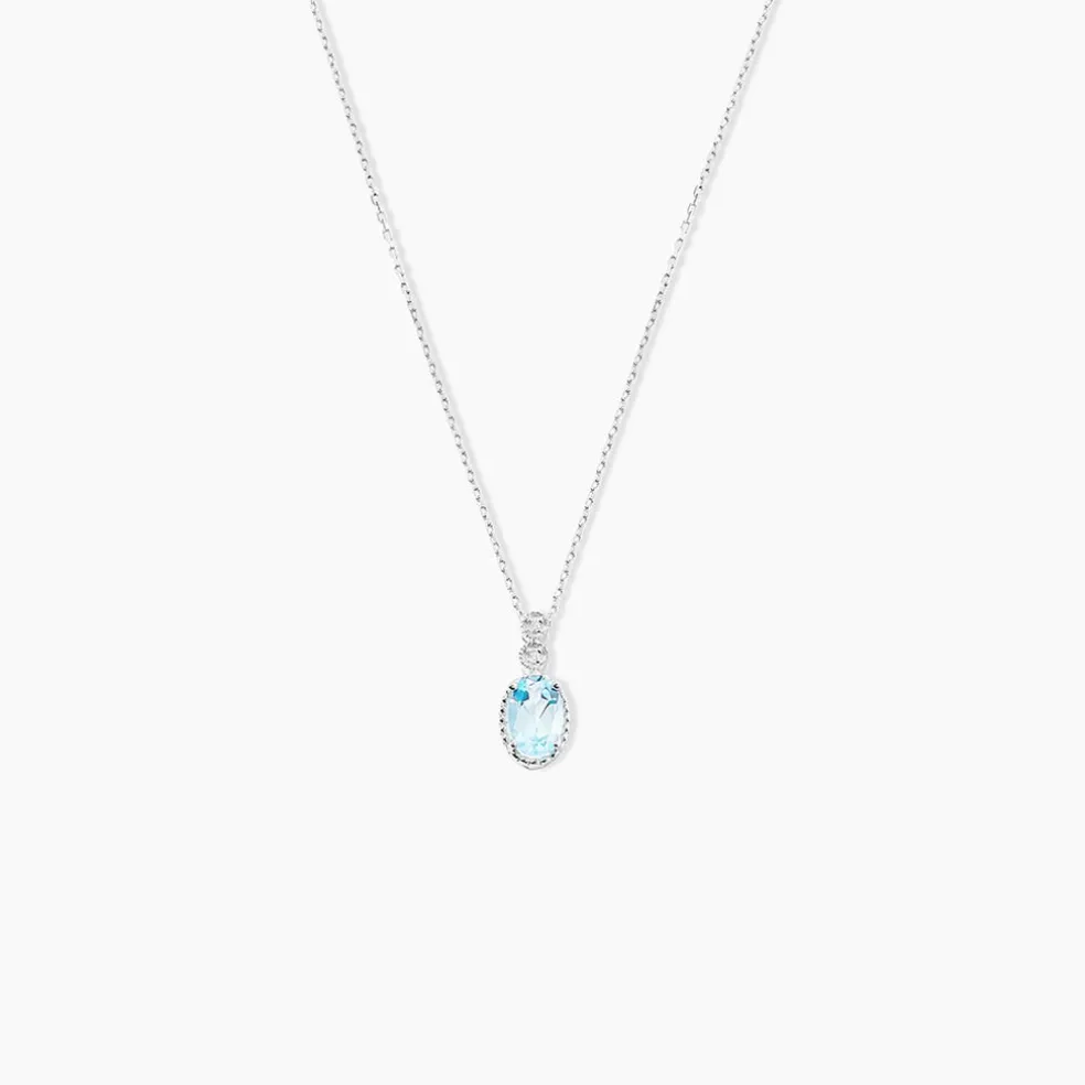 Collier Cyprille Or Blanc Topaze Et Oxyde De Zirconium