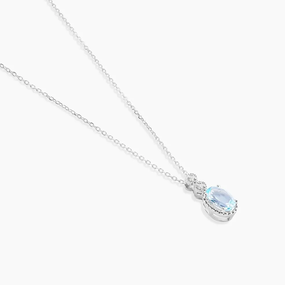 Collier Cyprille Or Blanc Topaze Et Oxyde De Zirconium