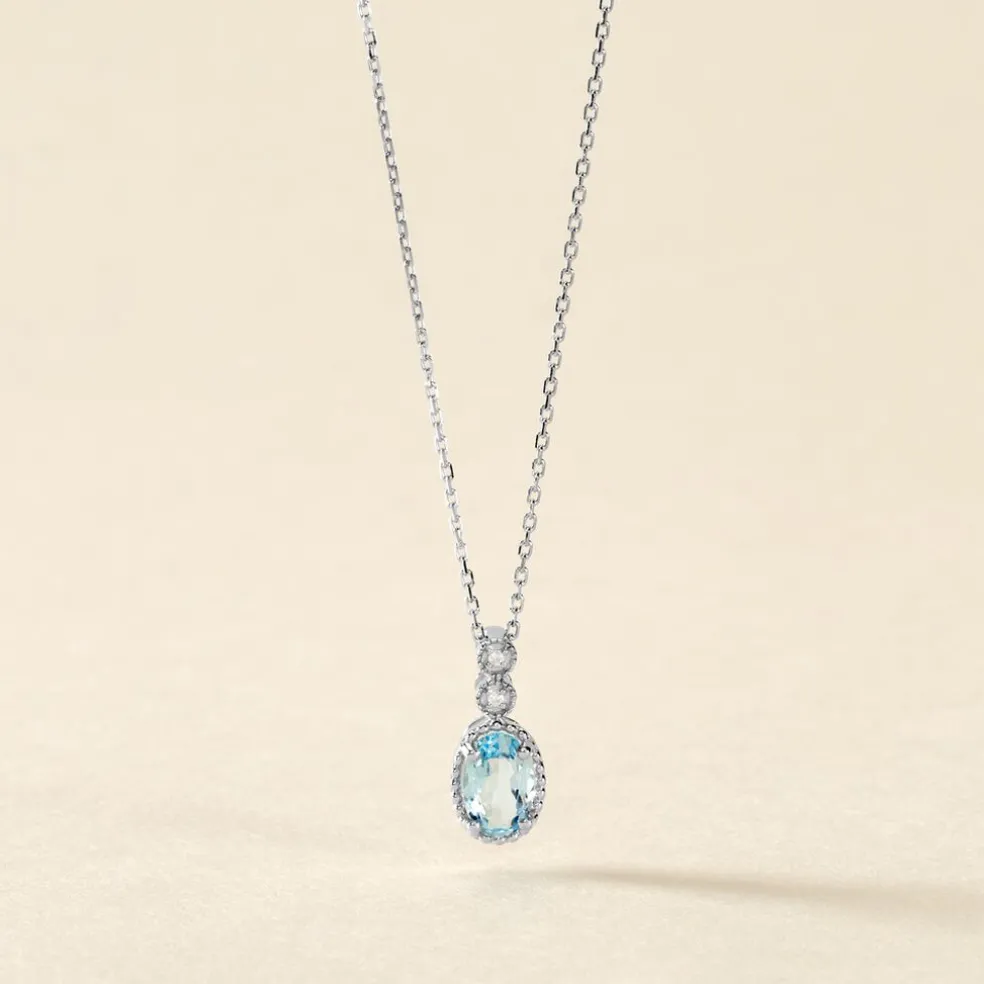 Collier Cyprille Or Blanc Topaze Et Oxyde De Zirconium