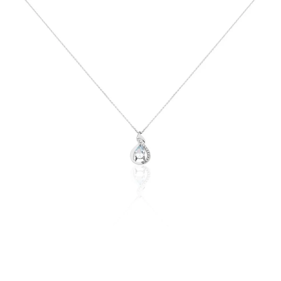 Collier Dai Or Blanc Topaze Oxyde