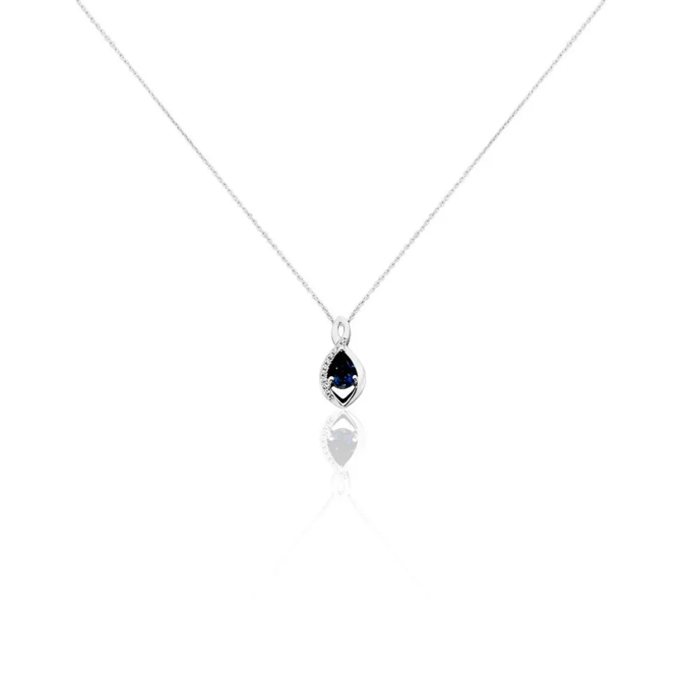 Collier Dalil Or Blanc Topaze Oxyde