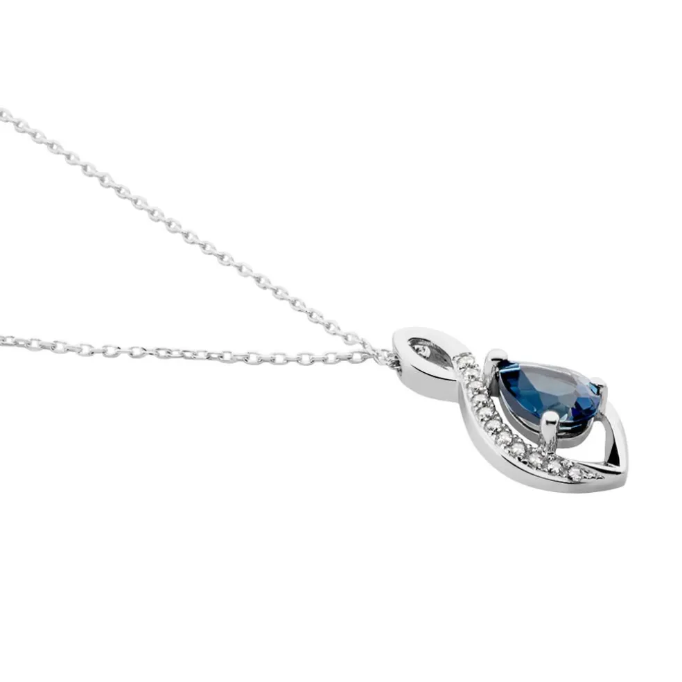 Collier Dalil Or Blanc Topaze Oxyde
