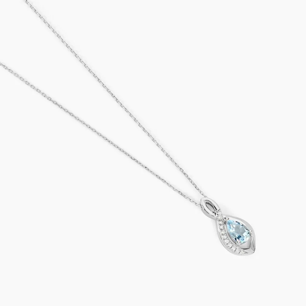 Collier Dalil Or Blanc Topaze Oxyde