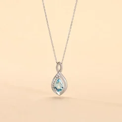 Collier Dalil Or Blanc Topaze Oxyde