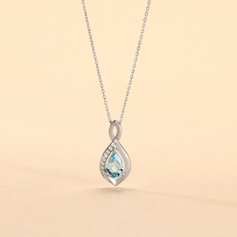 Collier Dalil Or Blanc Topaze Oxyde
